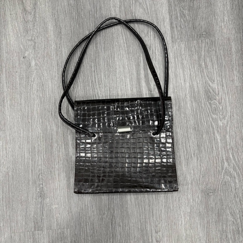 Vintage Brown Crocodile Embossed Handbag